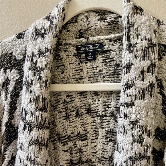 Metallic Black, White w/Gold Long Sleeve Cardigan Sweater M - Picture 9 of 12